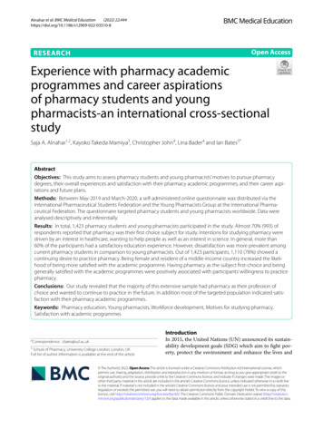 Experience With Pharmacy Academic Programmes And Career Aspirations Of .