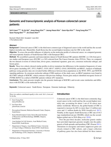 Genomic And Transcriptomic Analysis Of Korean Colorectal Cancer Patients