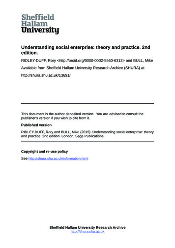 Understanding Social Enterprise: Theory And Practice. 2nd .