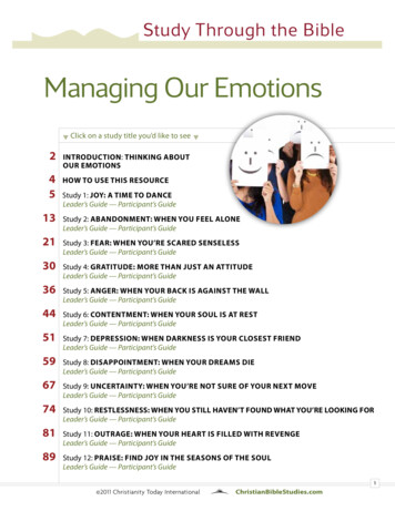 Managing Our Emotions - Redeemed And Loved By GoD
