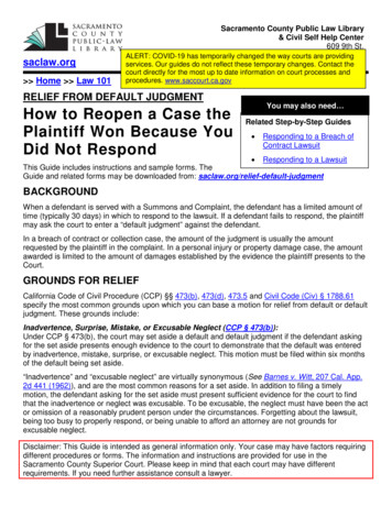 Related Step-by-Step Guides Plaintiff Won Because You Did Not Respond