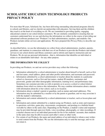 Scholastic Education Technology Products Privacy Policy