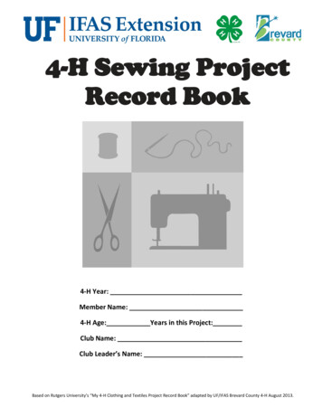 4-H Sewing Project Record Book - University Of Florida