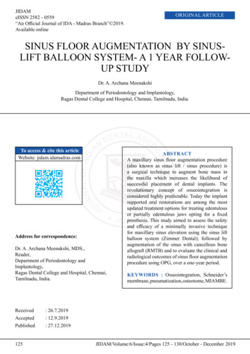 Sinus Floor Augmentation By Sinuslift Balloon System