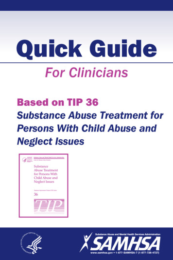 Quick Guide For Clinicians Based On TIP 36—Substance Abuse .