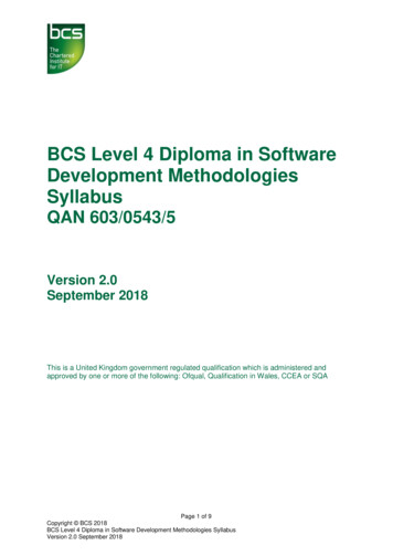BCS Level 4 Diploma In Software Development Methodologies Syllabus