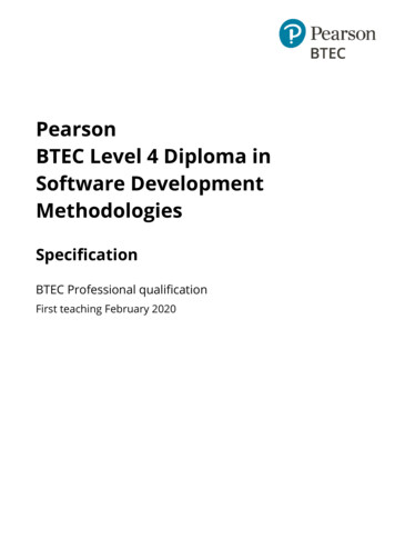 Pearson BTEC Level 4 Diploma In Software Development Methodologies