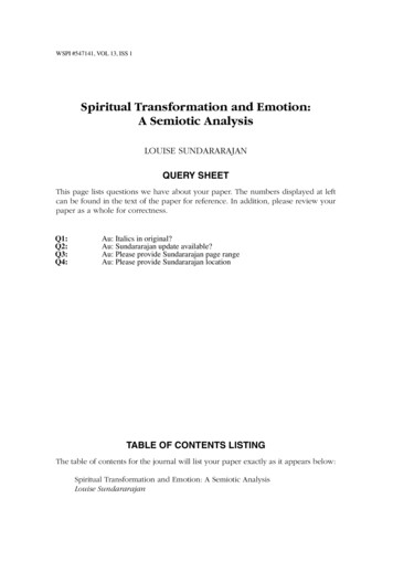 Spiritual Transformation And Emotion: A Semiotic Analysis