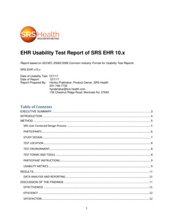 EHR Usability Test Report Of SRS EHR 10 - Drummond Group