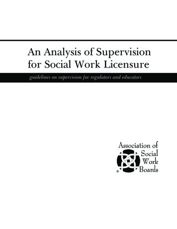 An Analysis Of Supervision For Social Work Licensure - ASWB