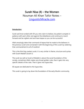 Surah Nisa (4) The Women Nouman Ali Khan Tafsir Notes .
