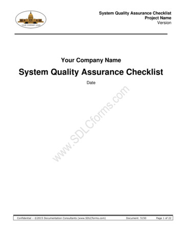 System Quality Assurance Checklist - SDLCforms