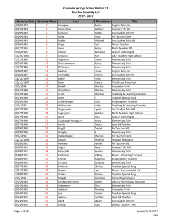 Colorado Springs School District 11 Teacher Seniority List 2017 - 2018