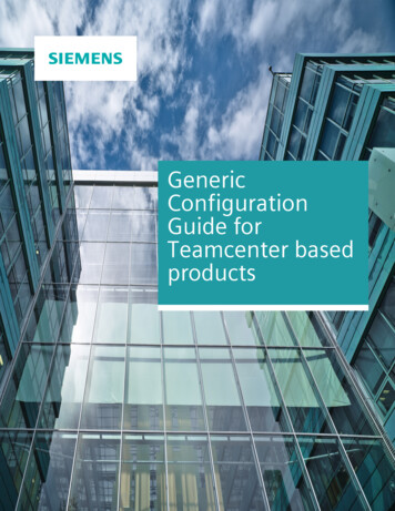 Generic Configuration Guide For Teamcenter Based Products - Siemens