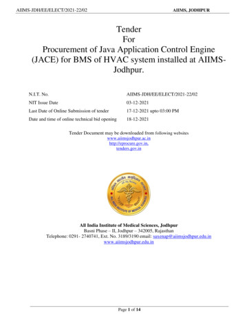 Tender For Procurement Of Java Application Control Engine (JACE) For .