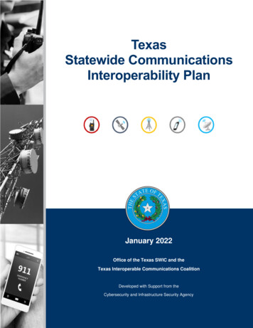 Texas Statewide Communications Interoperability Plan