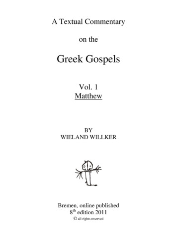 Textual Commentary On The Gospel Of Matthew