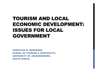 Tourism And Local Economic Development: Issues For Local Government