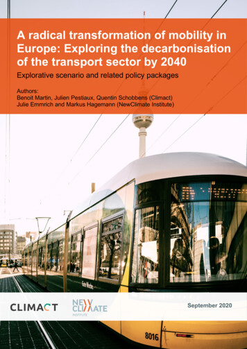 A Radical Transformation Of Mobility In Europe: Exploring .