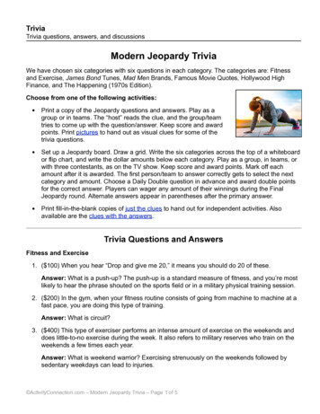 Modern Jeopardy Trivia - Activity Connection