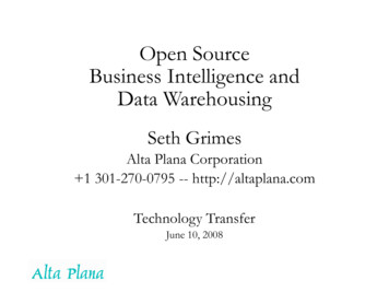 Open Source Business Intelligence And Data Warehousing