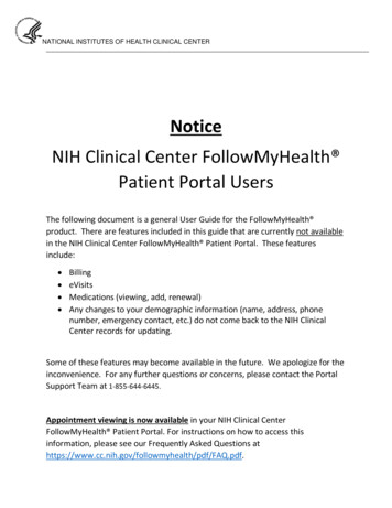 NIH Clinical Center FollowMyHealth Patient Portal Users Guide