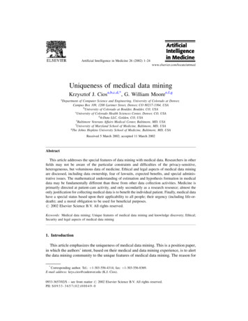 Uniqueness Of Medical Data Mining - ECE/CIS