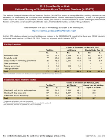 2013 State Profile - Utah National Survey Of Substance Abuse Treatment .