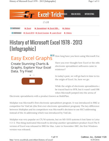 Exhibit 1129 - History Of Microsoft Excel 1978-2013