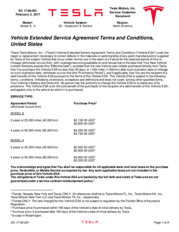 Vehicle Extended Service Agreement Terms And Conditions, United . - Tesla