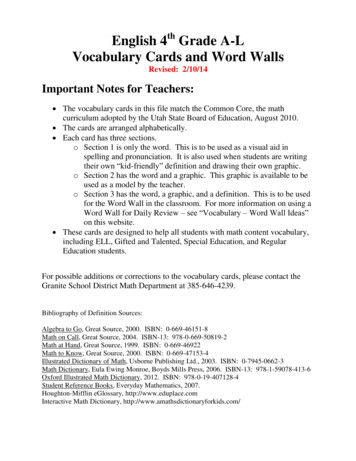 English 4th Grade A-L Vocabulary Cards And Word Walls