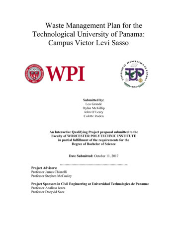 Waste Management Plan For The Technological University Of Panama .