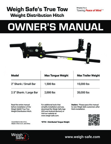 Weight Distribution Hitch OWNER’S MANUAL - Weigh Safe