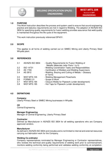 WELDING SPECIFICATION SP4/01 - WI37.MTS.104 