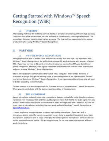 Getting Started With Windows Speech Recognition (WSR)