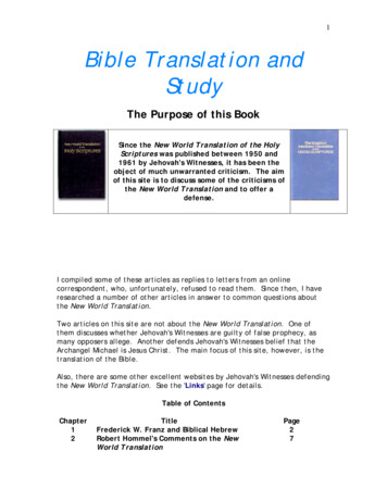 1 Bible Translation And Study - Jehovah