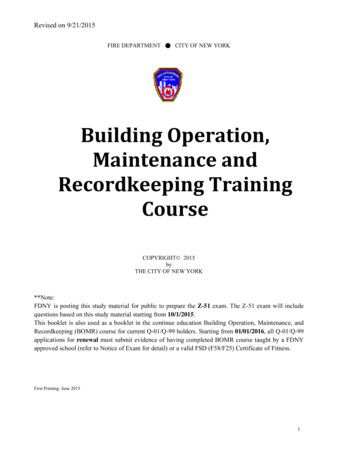 Building Operation, Maintenance And Recordkeeping 