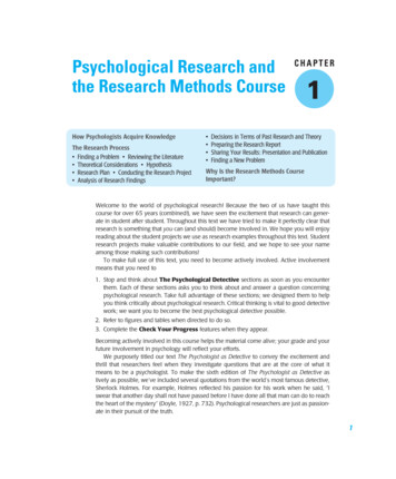 Psychological Research And CHAPTER The Research Methods 