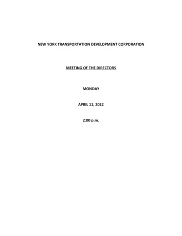 New York Transportation Development Corporation Meeting Of The .