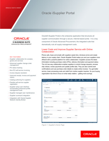 ORACLE DATA SHEET Oracle ISupplier Portal