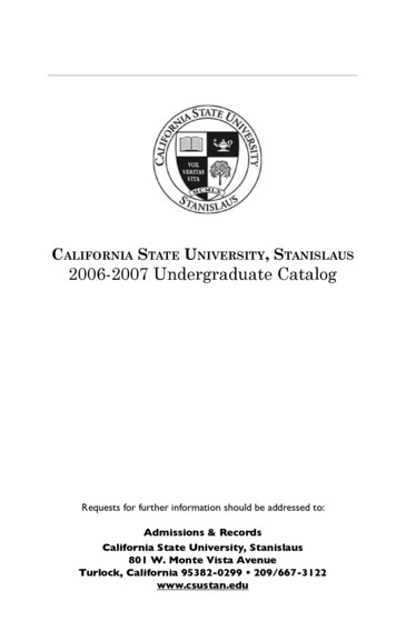 C S U , StaniSlaUS 2006-2007 Undergraduate Catalog