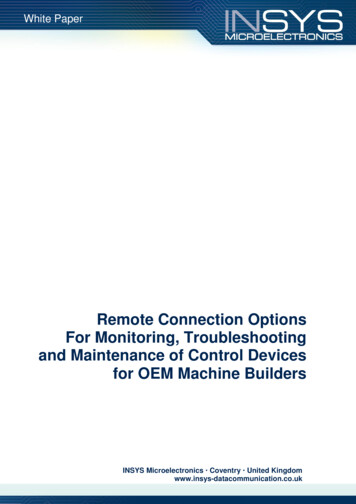 For Monitoring, Troubleshooting And Maintenance Of Control Devices For .