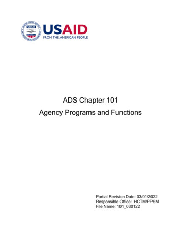 ADS Chapter 101 - Agency Programs And Functions