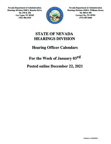 Hearing Officer Calendars For The Week Of January 3rd