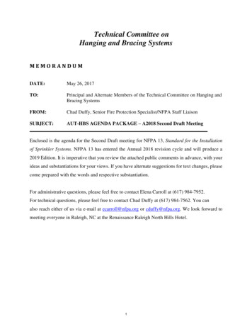 Technical Committee On Hanging And Bracing Systems - NFPA