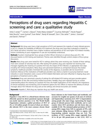 RESEARCH Open Access Perceptions Of Drug Users Regarding Hepatitis C .