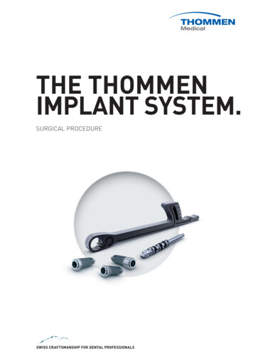 THE THOMMEN IMPLANT SYSTEM - Cwitt Dental