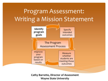 Program Assessment: Writing A Mission Statement - Wayne State University