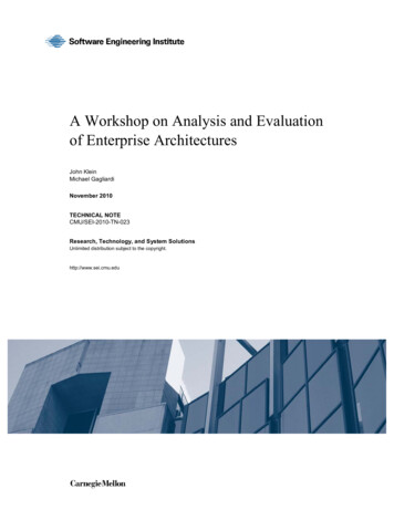 A Workshop On Analysis And Evaluation Of Enterprise Architectures