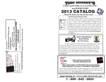 CODE ELECTRICAL CLASSES INC. And BOOKSTORE 2013 CATALOG